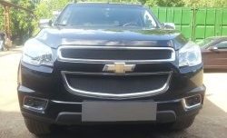 1 469 р. Сетка в решетку радиатора (верхняя) Russtal  Chevrolet Trailblazer  GM800 (2012-2016) дорестайлинг (черная)  с доставкой в г. Таганрог. Увеличить фотографию 4