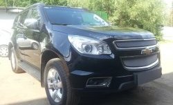 1 539 р. Нижняя сетка на бампер Russtal (хром) Chevrolet Trailblazer GM800 дорестайлинг (2012-2016)  с доставкой в г. Таганрог. Увеличить фотографию 4