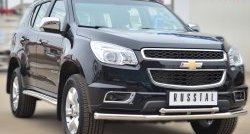 26 599 р. Защита переднего бампера (2 трубыØ63 и 42 мм, нержавейка) SLITKOFF Chevrolet Trailblazer GM800 дорестайлинг (2012-2016)  с доставкой в г. Таганрог. Увеличить фотографию 4