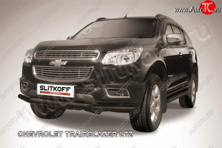 10 449 р. Защита переднего бампера из труб d57 Slitkoff Chevrolet Trailblazer GM800 дорестайлинг (2012-2016) (Цвет: серебристый)  с доставкой в г. Таганрог