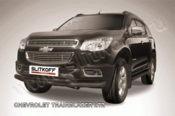 11 449 р. Защита переднего бампера d76 и d57 Slitkoff  Chevrolet Trailblazer  GM800 (2012-2016) дорестайлинг (Цвет: серебристый)  с доставкой в г. Таганрог. Увеличить фотографию 1