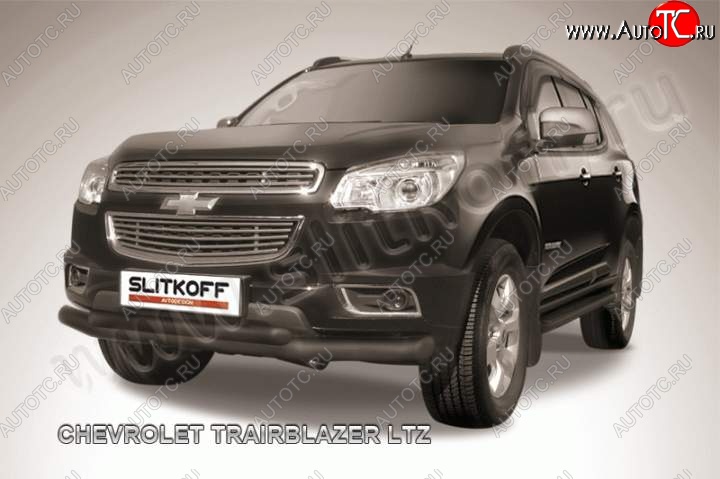 12 699 р. Защита переднего бампера d76 и d57 Slitkoff Chevrolet Trailblazer GM800 дорестайлинг (2012-2016) (Цвет: серебристый)  с доставкой в г. Таганрог