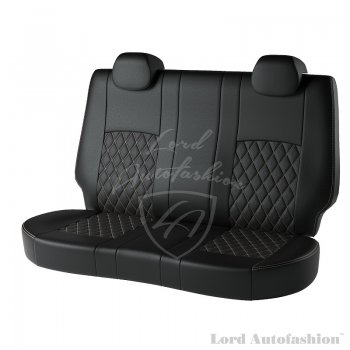 7 099 р. Чехлы для сидений Lord Autofashion Турин Ромб (экокожа)  Chevrolet Aveo ( T200,  T250) (2002-2011) хэтчбек 5 дв, хэтчбек 5 дв рестайлинг (Черный, вставка черная, строчка бежевая)  с доставкой в г. Таганрог. Увеличить фотографию 2