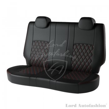 7 099 р. Чехлы для сидений Lord Autofashion Турин Ромб (экокожа)  Chevrolet Aveo ( T200,  T250) (2002-2011) хэтчбек 5 дв, хэтчбек 5 дв рестайлинг (Черный, вставка черная, строчка красная)  с доставкой в г. Таганрог. Увеличить фотографию 2