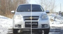 1 039 р. Защитная сетка решетки переднего бампера RA Chevrolet Aveo T250 седан рестайлинг (2006-2011)  с доставкой в г. Таганрог. Увеличить фотографию 2