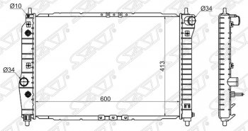 Радиатор двигателя SAT (пластинчатый, 1.4, МКПП/АКПП) Chevrolet Aveo T200 хэтчбек 5 дв (2002-2008)