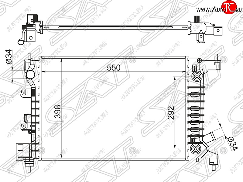 8 899 р. Радиатор двигателя SAT (пластинчатый, 1.2/1.4, АКПП) Chevrolet Aveo T300 седан (2011-2015)  с доставкой в г. Таганрог