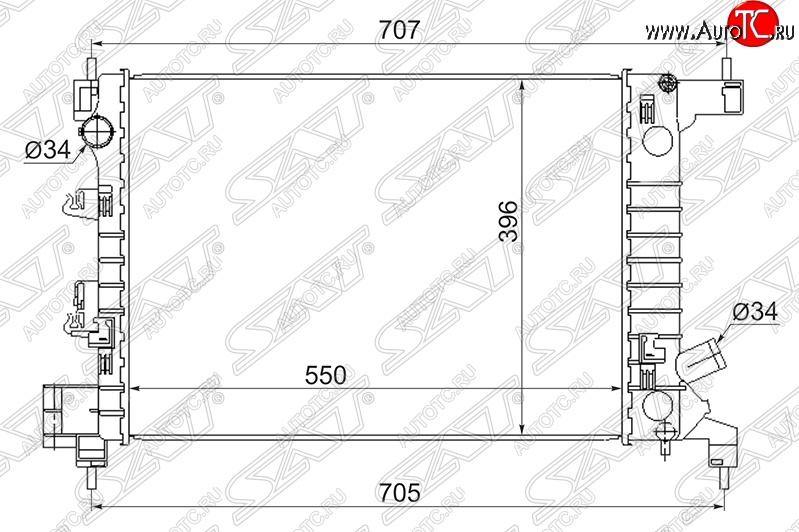 6 549 р. Радиатор двигателя SAT (пластинчатый, 1.2/1.4, МКПП) Chevrolet Aveo T300 седан (2011-2015)  с доставкой в г. Таганрог