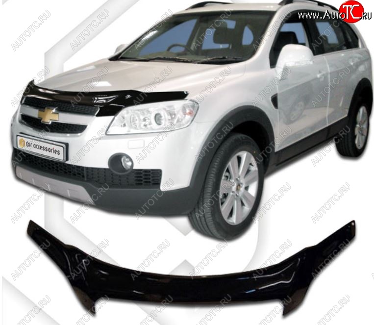 2 599 р. Дефлектор капота CA-Plastic  Chevrolet Captiva (2006-2011)  дорестайлинг (Classic черный, Без надписи)  с доставкой в г. Таганрог