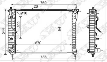 Радиатор двигателя SAT (трубчатый, 2.4/3.2) Chevrolet (Шевролет) Captiva (Каптива) (2006-2016), Daewoo (Даеву) Winstorm (Винсторм) (2006-2010), Opel (Опель) Antara (Антара) (2006-2015)
