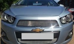 3 199 р. Сетка на бампер Russtal (хром) Chevrolet Captiva 2-ой рестайлинг (2013-2016)  с доставкой в г. Таганрог. Увеличить фотографию 2