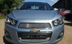 3 199 р. Сетка на бампер Russtal (хром) Chevrolet Captiva 2-ой рестайлинг (2013-2016)  с доставкой в г. Таганрог. Увеличить фотографию 3