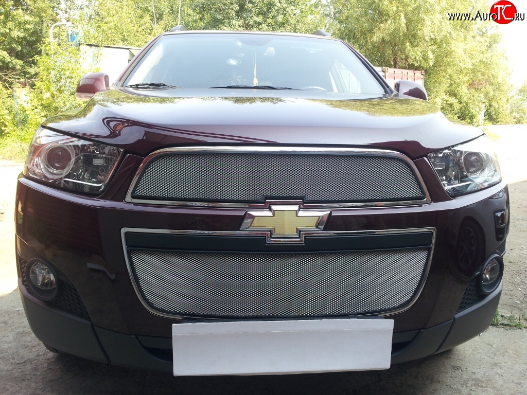 3 199 р. Сетка на бампер Russtal (хром) Chevrolet Captiva 1-ый рестайлинг (2011-2013)  с доставкой в г. Таганрог