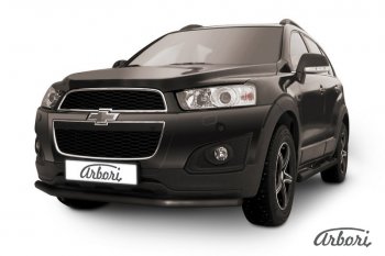 6 389 р. Защита переднего бампера Arbori (черная, 1 труба d57 mm).  Chevrolet Captiva (2013-2016) 2-ой рестайлинг  с доставкой в г. Таганрог. Увеличить фотографию 1