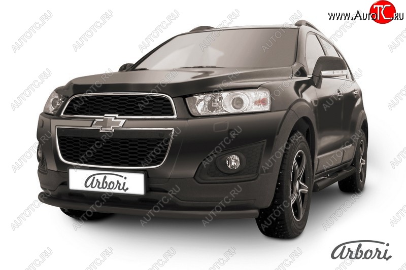 6 389 р. Защита переднего бампера Arbori (радиусная, черная, 1 труба d57 mm).  Chevrolet Captiva (2013-2016) 2-ой рестайлинг  с доставкой в г. Таганрог