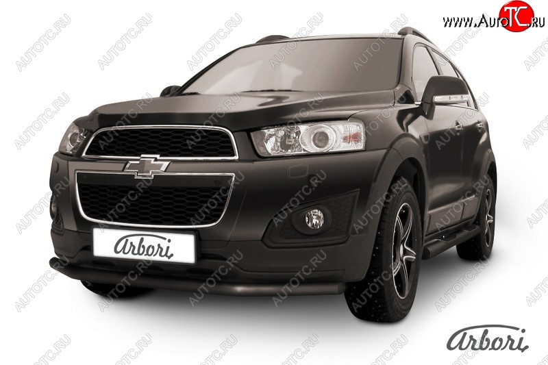 6 389 р. Защита переднего бампера Arbori (черная, 1 труба d57 mm). Chevrolet Captiva 2-ой рестайлинг (2013-2016)  с доставкой в г. Таганрог