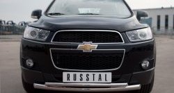 18 399 р. Защита переднего бампера (2 трубыØ63 и 42 мм, нержавейка) SLITKOFF  Chevrolet Captiva (2006-2011)  дорестайлинг  с доставкой в г. Таганрог. Увеличить фотографию 1