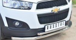 20 099 р. Защита переднего бампера (2 трубыØ63 и 42 мм, нержавейка) SLITKOFF Chevrolet Captiva 2-ой рестайлинг (2013-2016)  с доставкой в г. Таганрог. Увеличить фотографию 2