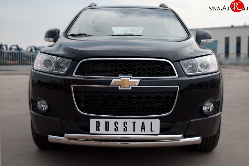 18 399 р. Защита переднего бампера (2 трубыØ63 и 42 мм, нержавейка) SLITKOFF  Chevrolet Captiva (2006-2011)  дорестайлинг  с доставкой в г. Таганрог