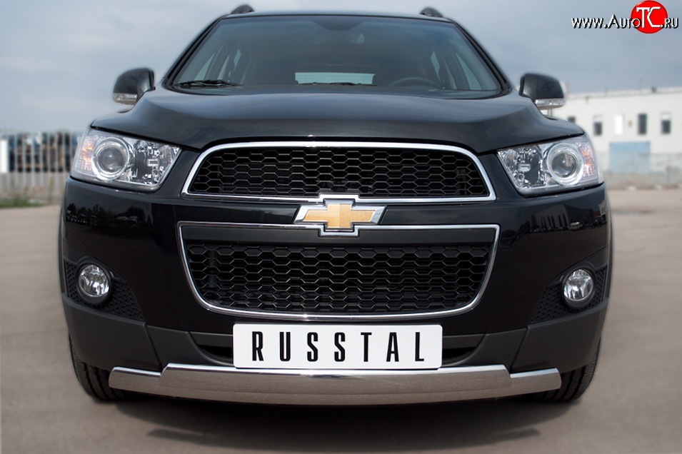 25 999 р. Защита переднего бампера (2 трубыØ75х42 мм, нержавейка) Russtal Chevrolet Captiva 1-ый рестайлинг (2011-2013)  с доставкой в г. Таганрог