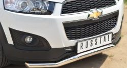 16 999 р. Защита переднего бампера (Ø63 мм волна, нержавейка) SLITKOFF  Chevrolet Captiva (2013-2016) 2-ой рестайлинг  с доставкой в г. Таганрог. Увеличить фотографию 2