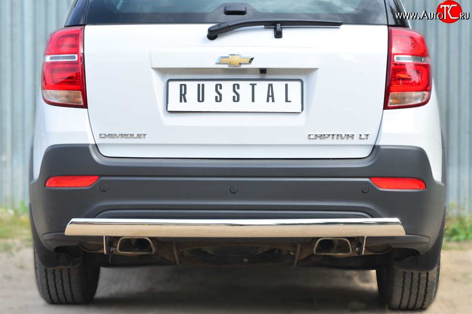 14 999 р. Защита заднего бампера (Ø75x42 мм, нержавейка) Russtal Chevrolet Captiva 2-ой рестайлинг (2013-2016)  с доставкой в г. Таганрог