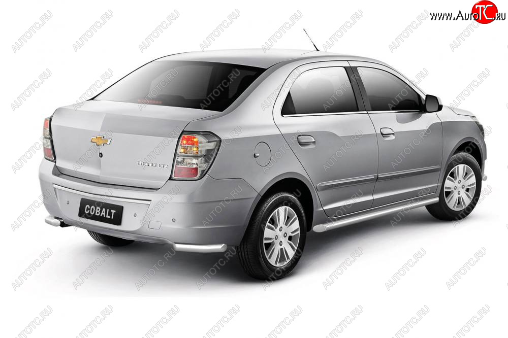 9 549 р. Защита заднего бампера Petroil Tuning (уголки Ø51)  Chevrolet Cobalt (2019-2023) седан 2-ой рестайлинг (Нержавейка)  с доставкой в г. Таганрог