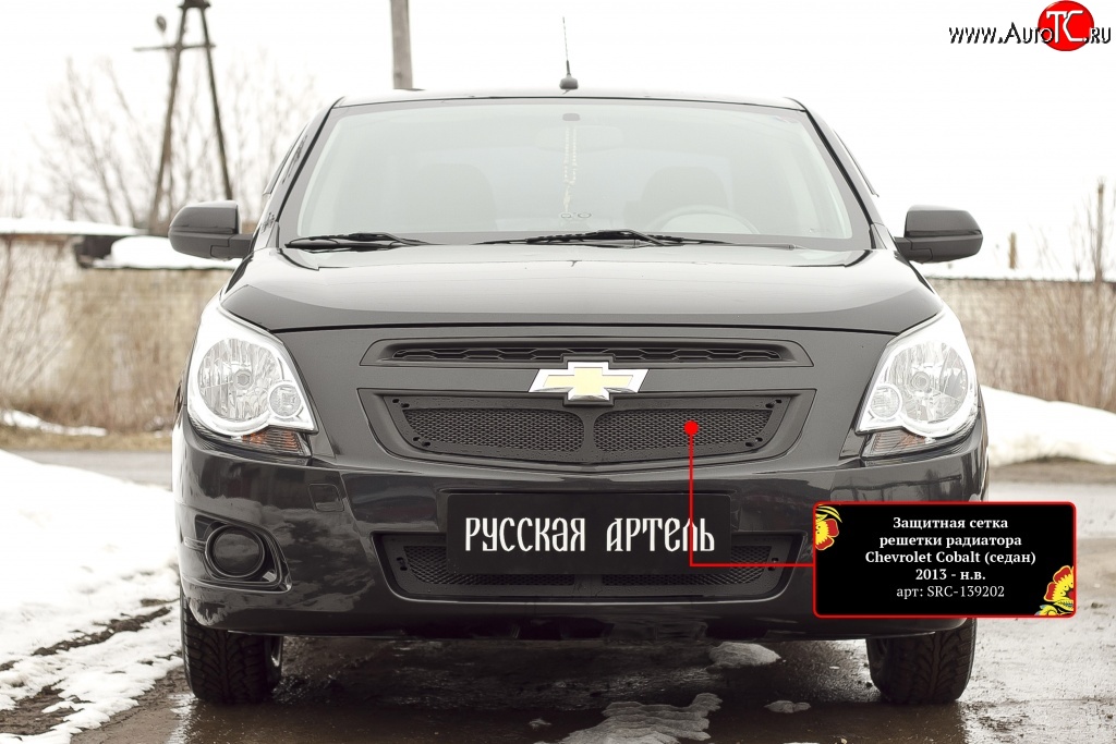 1 849 р. Защитная сетка решетки радиатора RA  Chevrolet Cobalt (2011-2016) седан дорестайлинг (Неокрашенная)  с доставкой в г. Таганрог