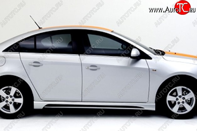 4 199 р. Пороги накладки Extrime Chevrolet Cruze J300 седан дорестайлинг (2009-2012) (Неокрашенные)  с доставкой в г. Таганрог