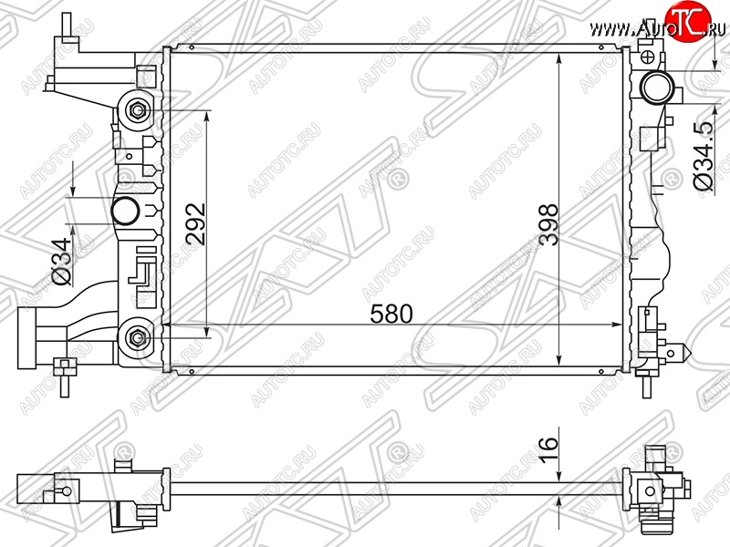 6 399 р. Радиатор двигателя SAT (трубчатый, МКПП/АКПП)  Chevrolet Cruze ( J300,  J305,  J308) - Lacetti ( седан,  универсал,  хэтчбек)  с доставкой в г. Таганрог