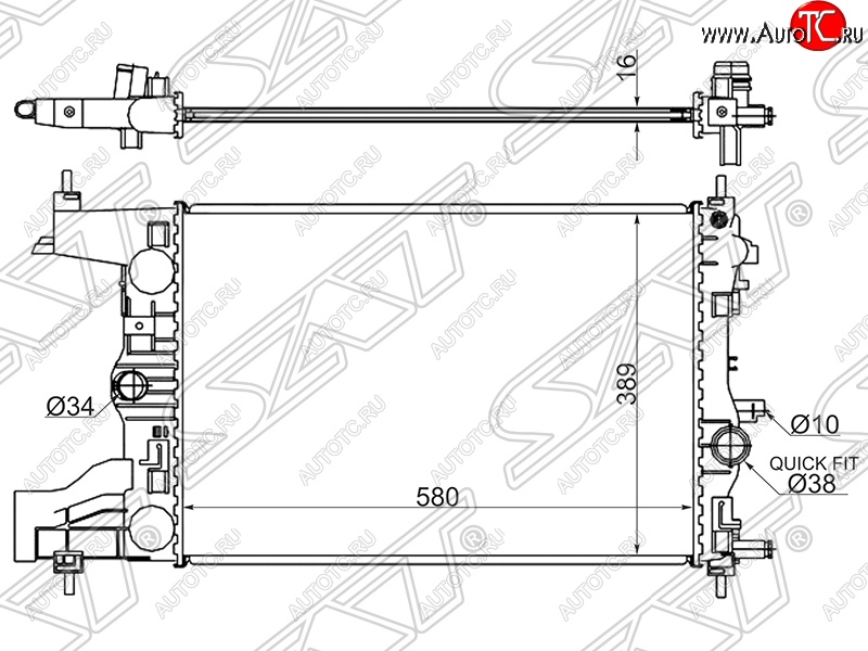 4 099 р. Радиатор двигателя SAT (трубчатый, 1.4/1.6/1.8, МКПП) Opel Astra J хэтчбек 5 дв. дорестайлинг (2009-2012)  с доставкой в г. Таганрог