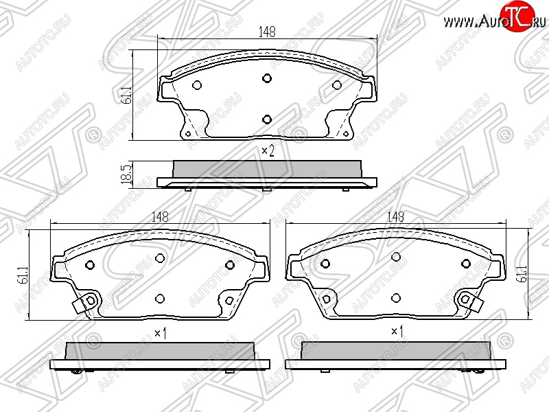 1 299 р. Колодки тормозные передние SAT (диски 300мм) Chevrolet Cruze J300 седан рестайлинг (2012-2015)  с доставкой в г. Таганрог