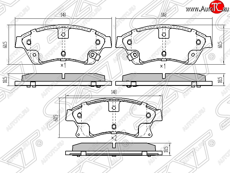 1 589 р. Колодки тормозные передние SAT (диски 276мм) Chevrolet Cruze J300 седан рестайлинг (2012-2015)  с доставкой в г. Таганрог