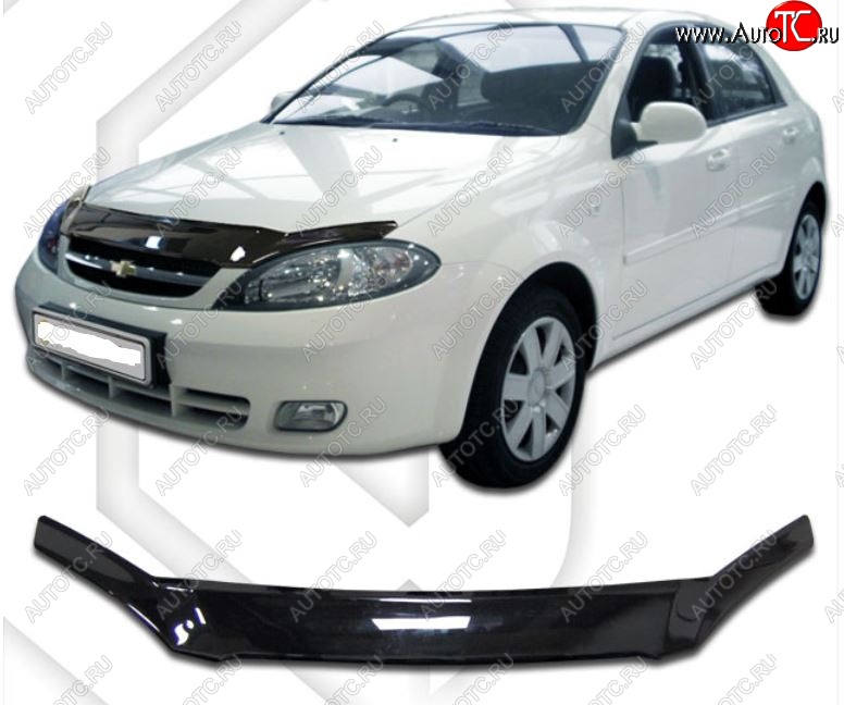 1 999 р. Дефлектор капота CA-Plastic Chevrolet Lacetti хэтчбек (2002-2013) (Classic черный, Без надписи)  с доставкой в г. Таганрог