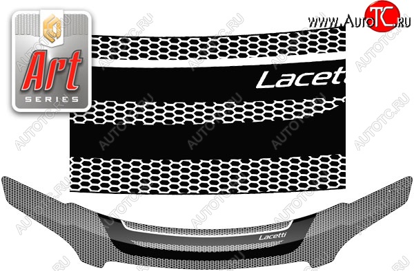 2 299 р. Дефлектор капота CA-Plastiс  Chevrolet Lacetti  универсал (2002-2013) (Серия Art серебро)  с доставкой в г. Таганрог