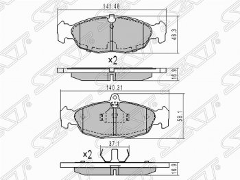 Комплект передних тормозных колодок SAT Daewoo Sense Т100 седан (1997-2008)