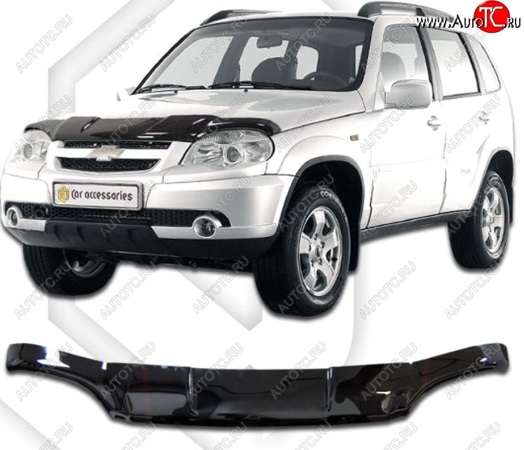 2 269 р. Дефлектор капота CA-Plastic  Chevrolet Niva  2123 (2009-2020), Лада 2123 (Нива Шевроле) (2009-2020) (Classic черный, Без надписи)  с доставкой в г. Таганрог