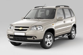 Защита порогов из трубы Ø63 мм с проступью Petroil Tuning Chevrolet Niva 2123 рестайлинг (2009-2020)