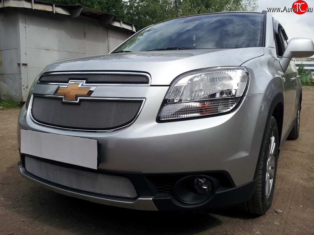 1 449 р. Сетка в решетку радиатора (верхняя) Russtal  Chevrolet Orlando (2011-2018) (хром)  с доставкой в г. Таганрог