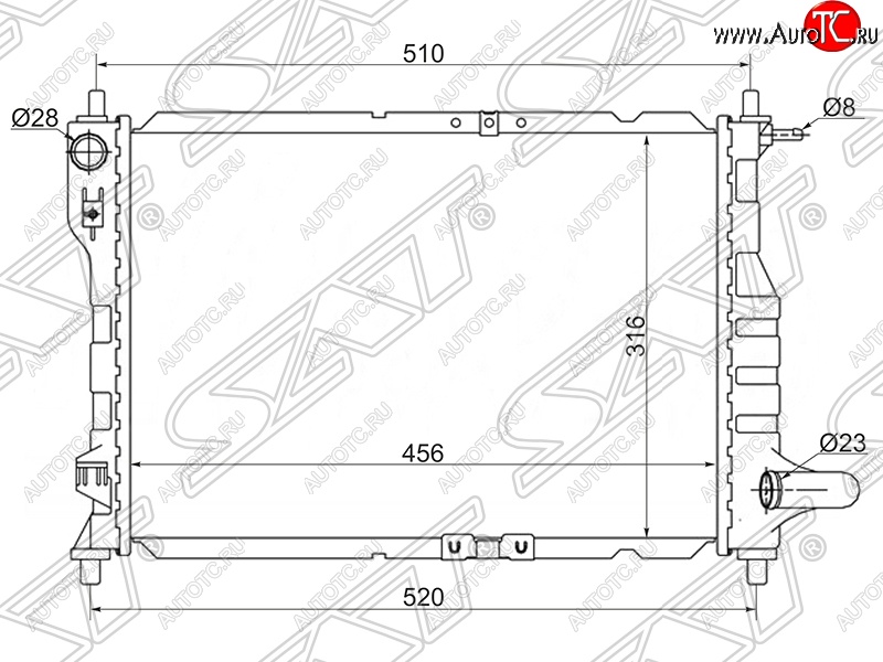 3 599 р. Радиатор двигателя SAT (трубчатый, МКПП/АКПП) Daewoo Matiz M150 рестайлинг (2000-2016)  с доставкой в г. Таганрог