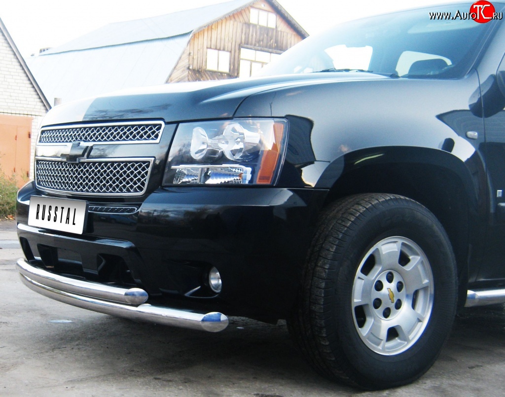 26 999 р. Защита переднего бампера (2 трубыØ76 мм, нержавейка) SLITKOFF  Chevrolet Tahoe  GMT900 (2006-2013) 5 дв.  с доставкой в г. Таганрог