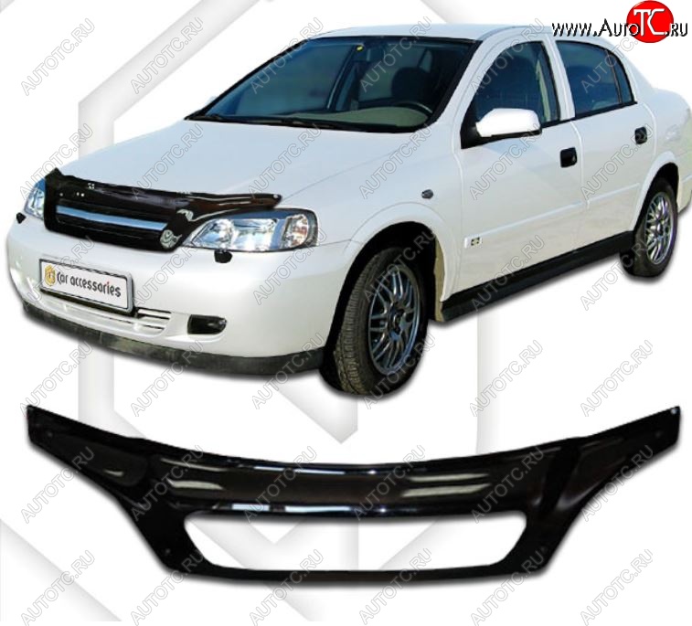 2 499 р. Дефлектор капота CA-Plastic exclusive  Chevrolet Viva (2005-2008) (Classic черный, Без надписи)  с доставкой в г. Таганрог