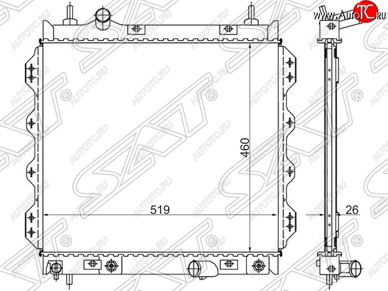 9 549 р. Радиатор двигателя SAT (пластинчатый, 1.6/2.0/2.4/2.4T, МКПП/АКПП)  Chrysler PT Cruiser (2000-2010)  дорестайлинг,  рестайлинг  с доставкой в г. Таганрог