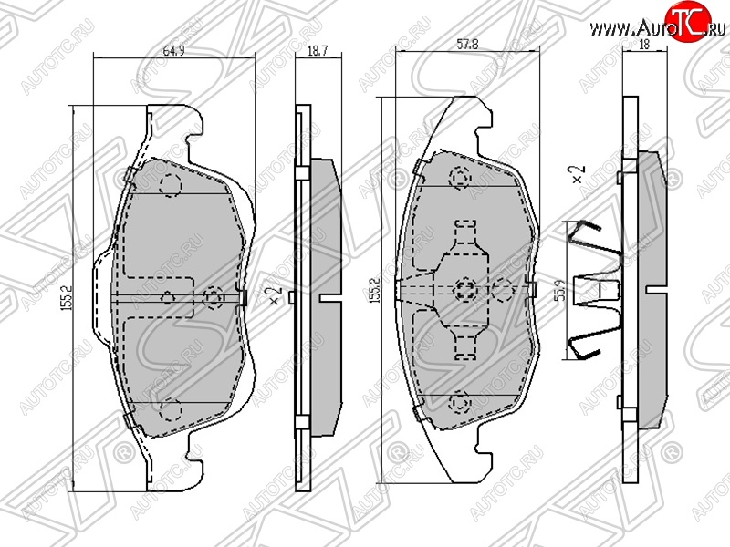 1 689 р. Комплект тормозных колодок SAT (передние)  CITROEN Berlingo  B9 - DS5  PF2  с доставкой в г. Таганрог