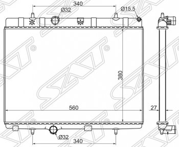 Радиатор двигателя SAT (трубчатый) Peugeot 207 WK универсал дорестайлинг (2006-2009)
