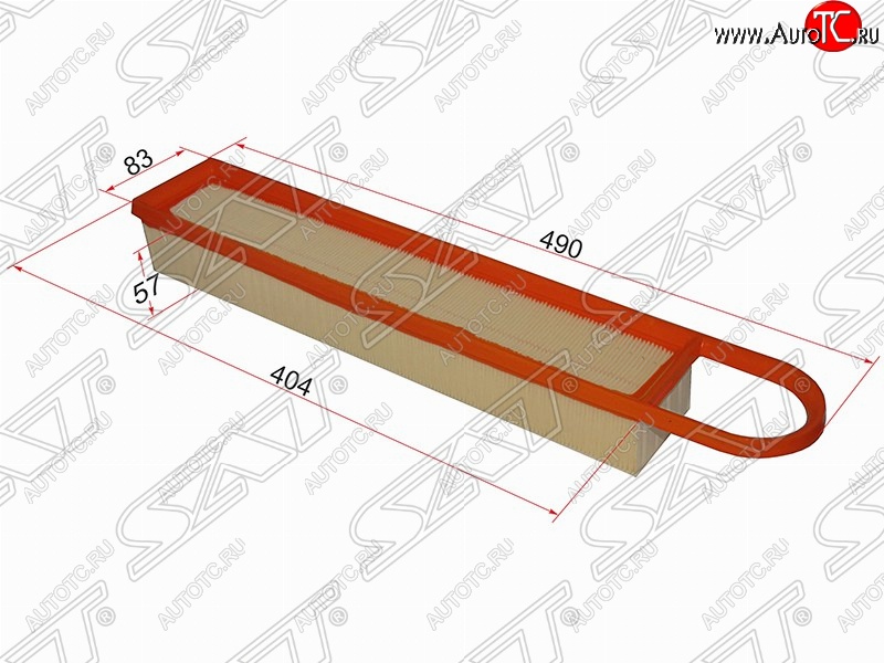 469 р. Фильтр воздушный двигателя SAT (490/404х83х57 mm)  CITROEN C3 (дорестайлинг), C4 (B7), DS3 (PF1), Peugeot 207 (WK,  WA,  WC), 3008, 308 (T7)  с доставкой в г. Таганрог