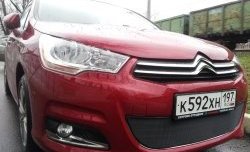 1 469 р. Сетка на бампер (хетчбек) Russtal (черная)  CITROEN C4  B7 (2011-2018) хэтчбэк 5 дв.  с доставкой в г. Таганрог. Увеличить фотографию 2