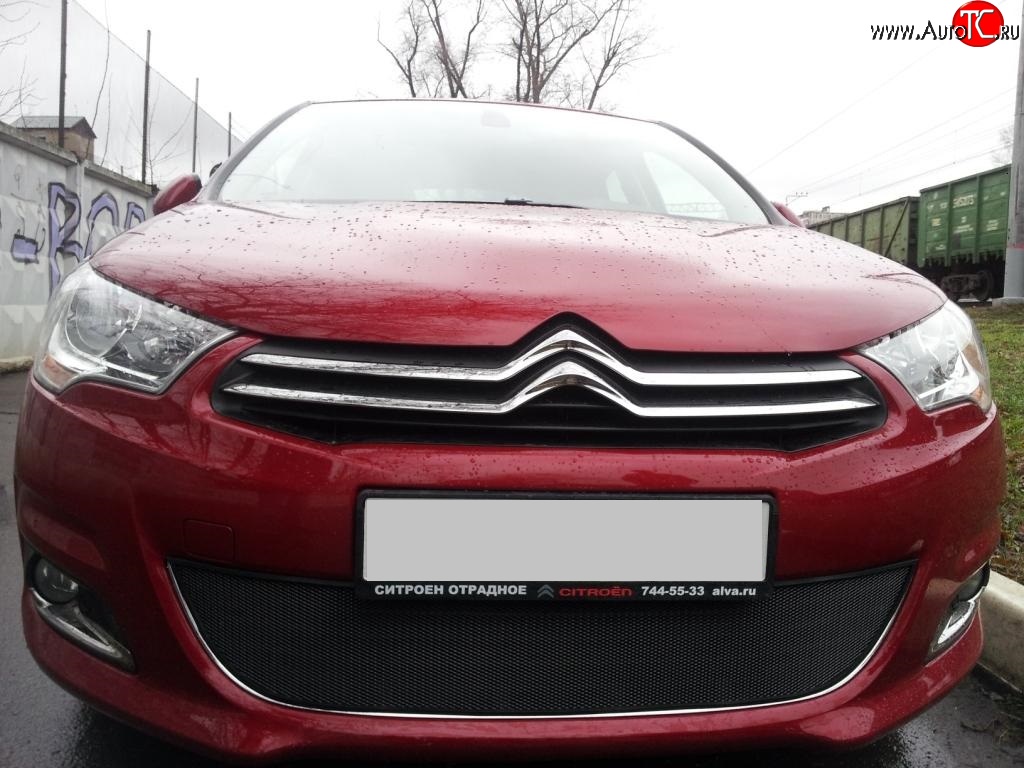 1 469 р. Сетка на бампер (хетчбек) Russtal (черная)  CITROEN C4  B7 (2011-2018) хэтчбэк 5 дв.  с доставкой в г. Таганрог