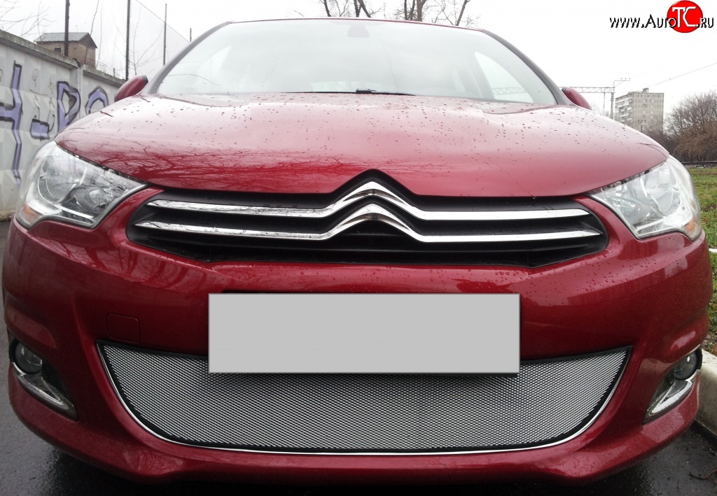 1 539 р. Сетка на бампер (хетчбек) Russtal (хром)  CITROEN C4  B7 (2011-2018) хэтчбэк 5 дв.  с доставкой в г. Таганрог