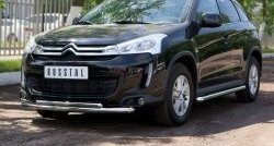 20 999 р. Защита переднего бампера (2 трубыØ63 и 42 мм, нержавейка) SLITKOFF CITROEN C4 aircross (2012-2017)  с доставкой в г. Таганрог. Увеличить фотографию 2